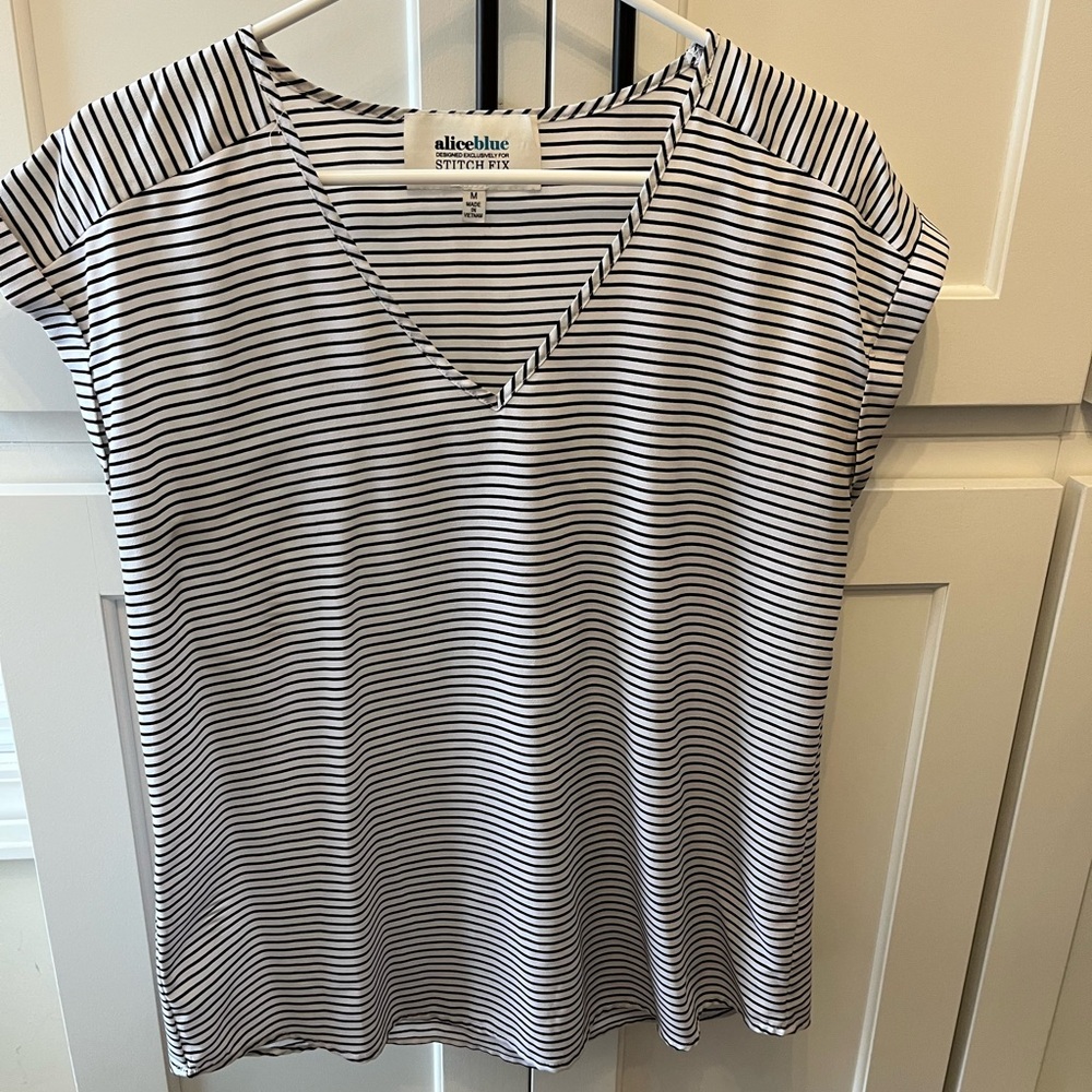 Alice Blue Short Sleeve Striped Tee - Black and White